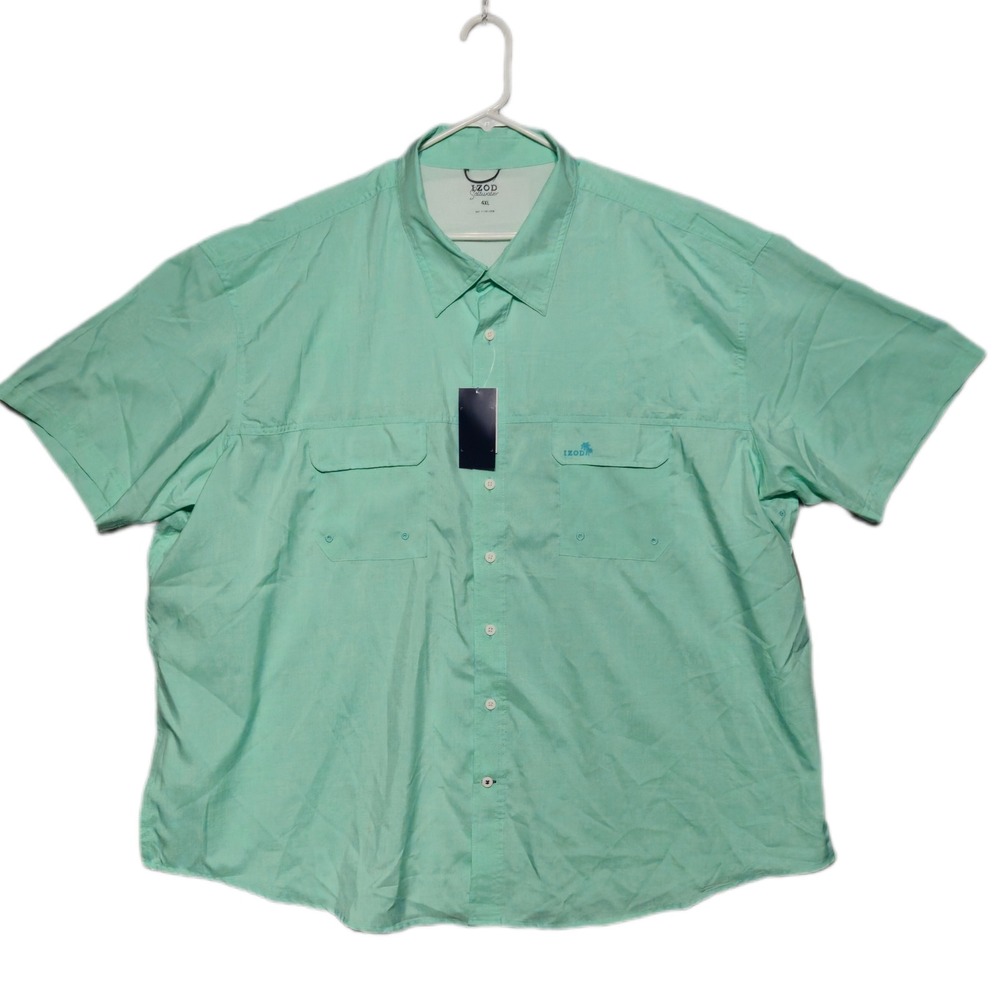 IZOD Saltwater Beach Performance Shirt Mens 4XL Ice Green UPF-35 Quick Dry New
